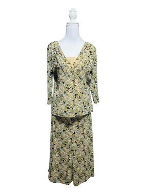 Emma James Green and Yellow Floral Maxi Skirt Set